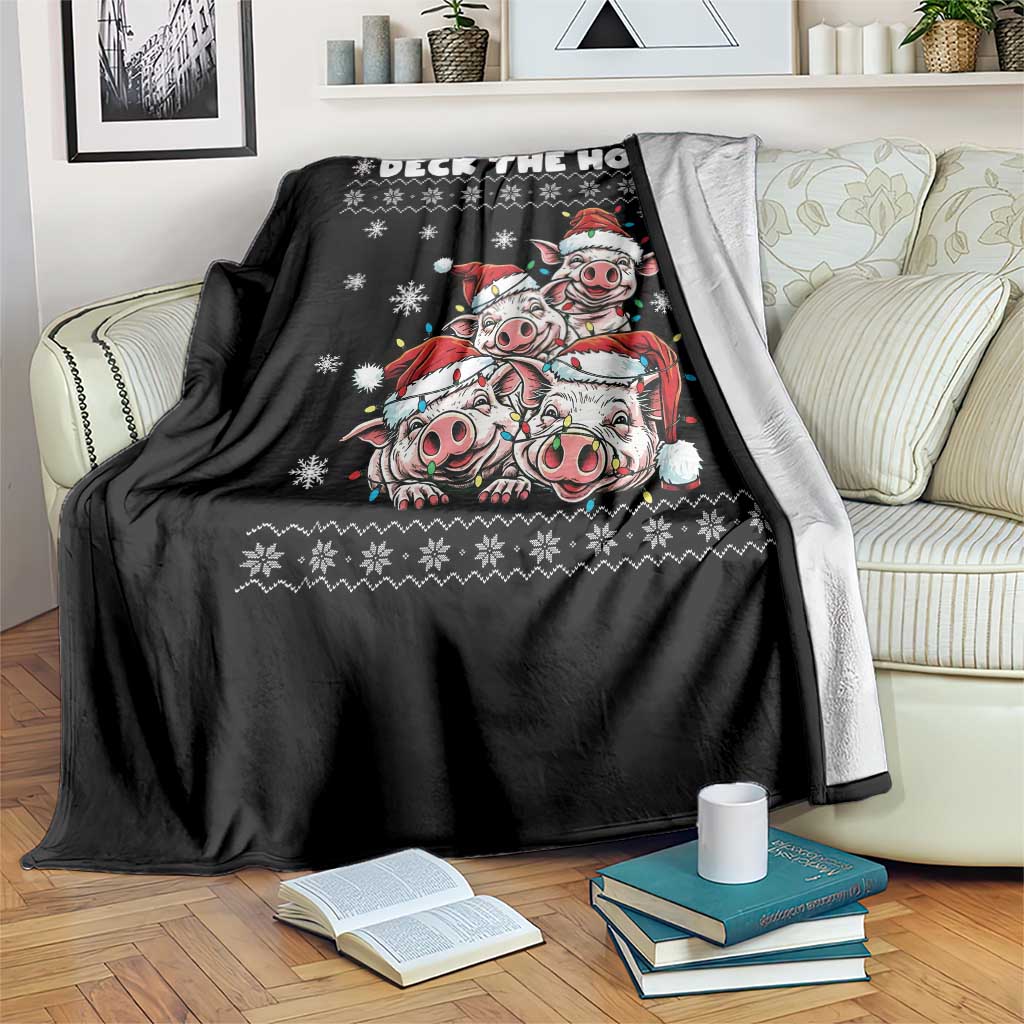 Deck The Hogs Ugly Christmas Sweater Throw Blanket Pig Lover Gift TS12 Print Your Wear