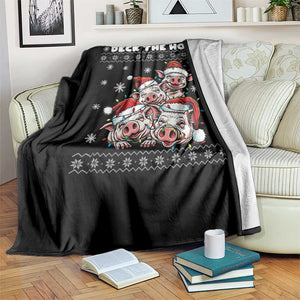 Deck The Hogs Ugly Christmas Sweater Throw Blanket Pig Lover Gift TS12 Print Your Wear