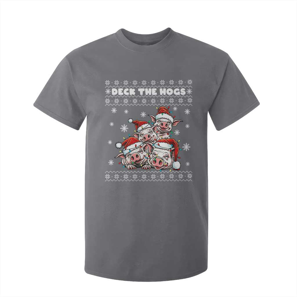 Deck The Hogs Ugly Christmas Sweater T Shirt For Kid Pig Lover Gift TS12 Charcoal Print Your Wear