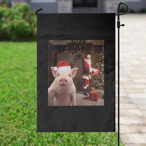 Funny Christmas Pig Selfie With Santa Gift Garden Flag TS12 Print Your Wear