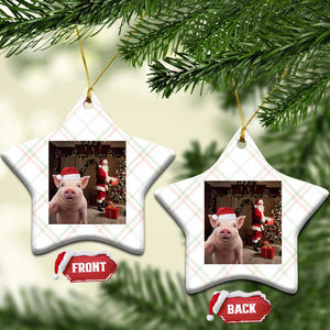 Funny Christmas Pig Selfie With Santa Gift Ceramic Ornament TS12 Print Your Wear