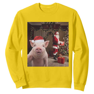 Funny Christmas Pig Selfie With Santa Gift Sweatshirt TS12 Daisy Print Your Wear