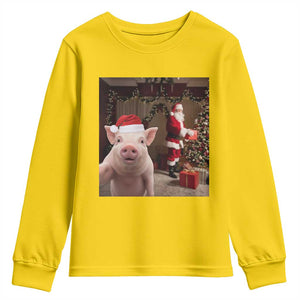 Funny Christmas Pig Selfie With Santa Gift Youth Sweatshirt TS12 Daisy Print Your Wear