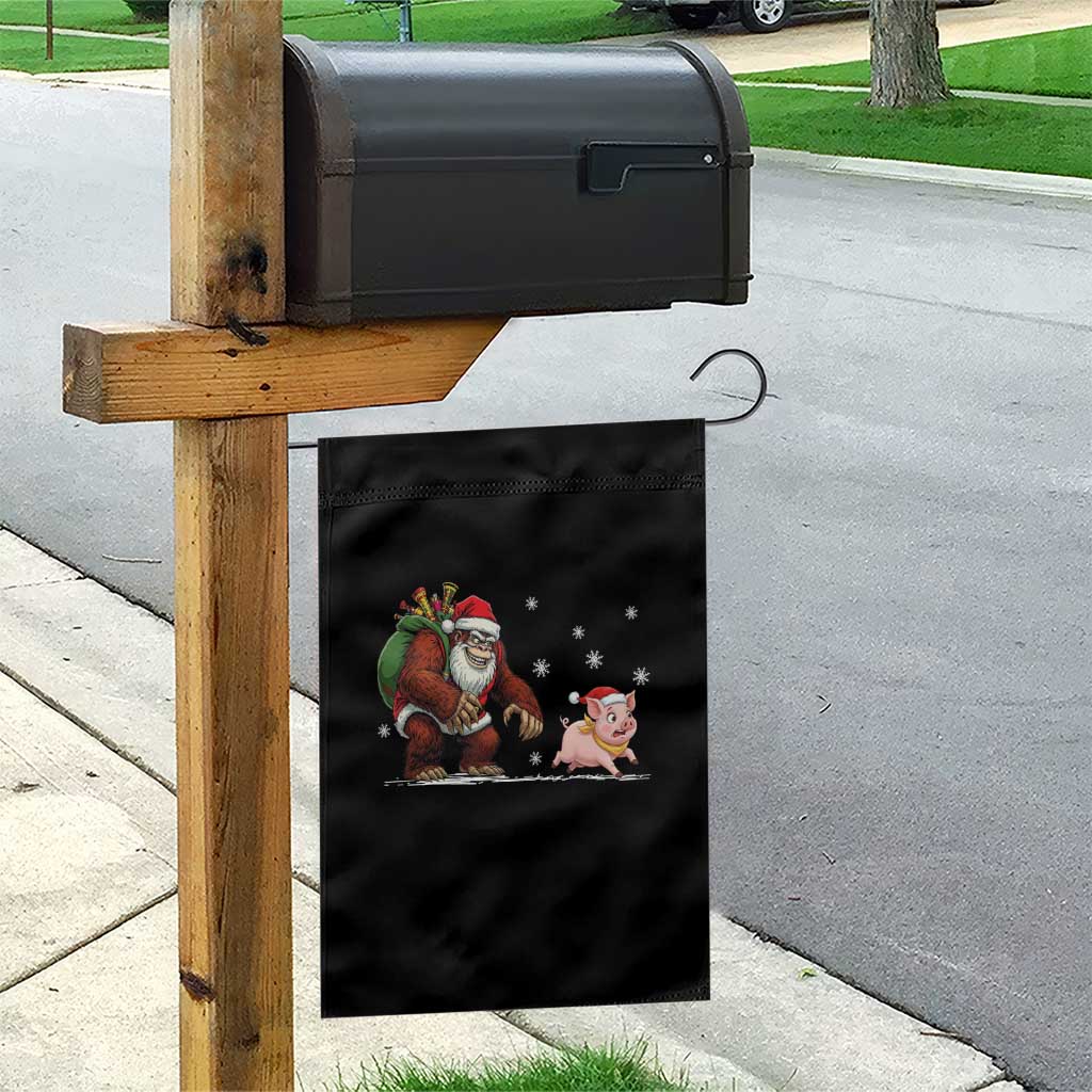 Christmas Cryptid Farm Life Gift Garden Flag Funny Bigfoot Chasing Pig TS12 Print Your Wear