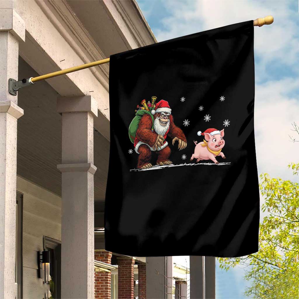 Christmas Cryptid Farm Life Gift Garden Flag Funny Bigfoot Chasing Pig TS12 Print Your Wear