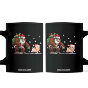 Christmas Cryptid Farm Life Gift Coffee Mug Funny Bigfoot Chasing Pig TS12 Black Print Your Wear