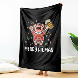 Christmas Pig Drinking Beer Throw Blanket Funny Merry Pigmas Gift TS12 Print Your Wear
