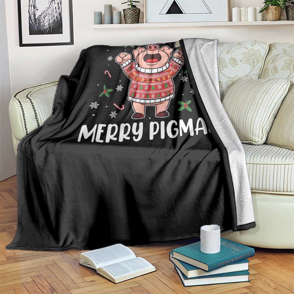 Christmas Pig Drinking Beer Throw Blanket Funny Merry Pigmas Gift TS12 Print Your Wear