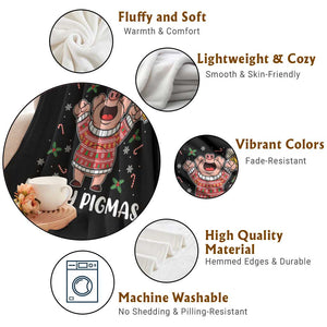 Christmas Pig Drinking Beer Throw Blanket Funny Merry Pigmas Gift TS12 Print Your Wear