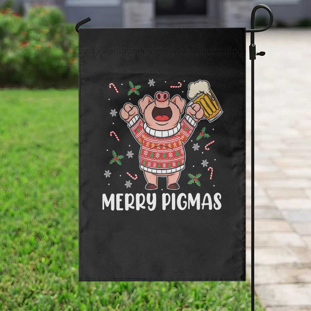 Christmas Pig Drinking Beer Garden Flag Funny Merry Pigmas Gift TS12 Print Your Wear