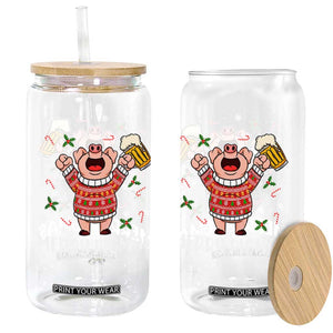 Christmas Pig Drinking Beer Glass Can Funny Merry Pigmas Gift TS12 Print Your Wear