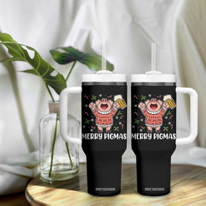 Christmas Pig Drinking Beer Tumbler With Handle Funny Merry Pigmas Gift TS12 Print Your Wear