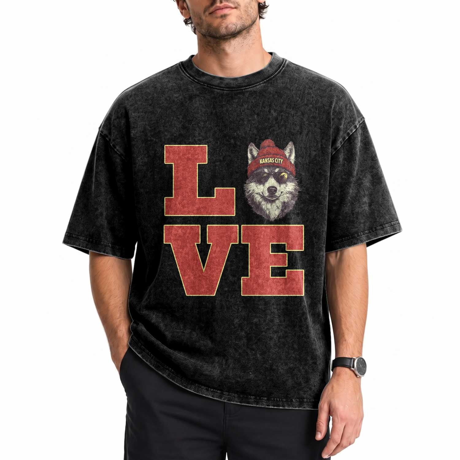 Midwest Wolf Football Pride Washed Cotton T-Shirt Game Day Gift