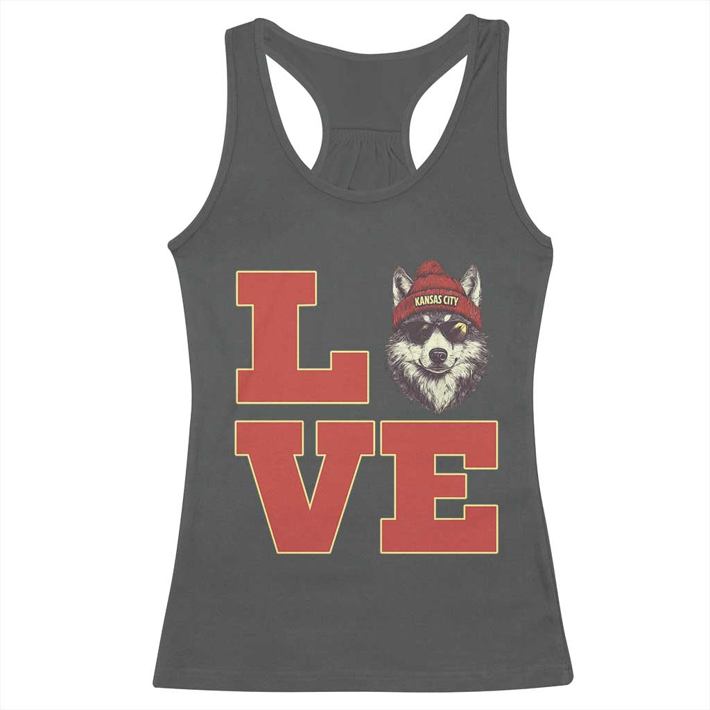 Midwest Wolf Football Pride Racerback Tank Top Game Day Gift TS12 Dark Heather Print Your Wear