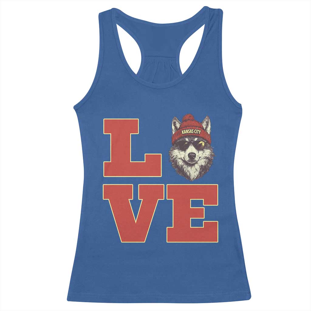 Midwest Wolf Football Pride Racerback Tank Top Game Day Gift TS12 Royal Blue Print Your Wear