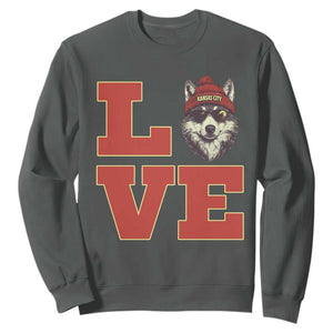 Midwest Wolf Football Pride Sweatshirt Game Day Gift TS12 Dark Heather Print Your Wear