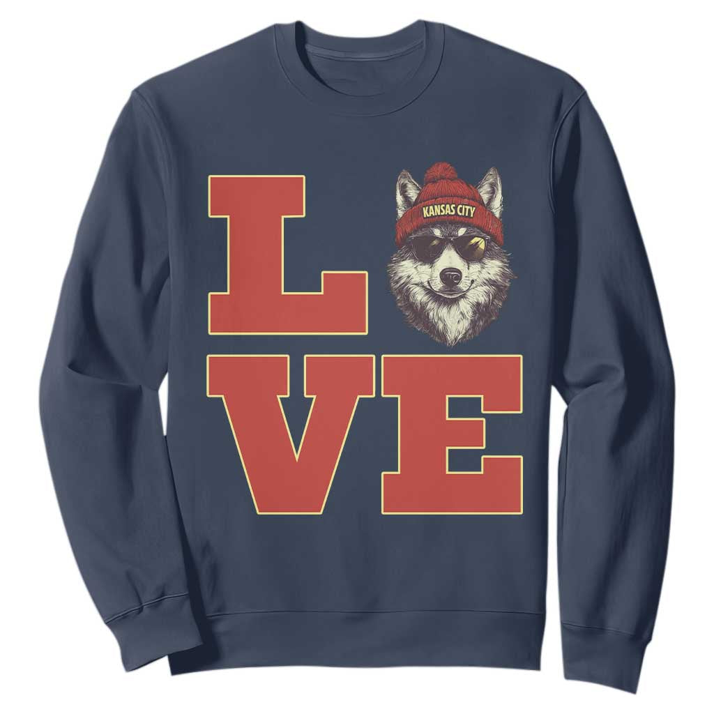 Midwest Wolf Football Pride Sweatshirt Game Day Gift TS12 Navy Print Your Wear