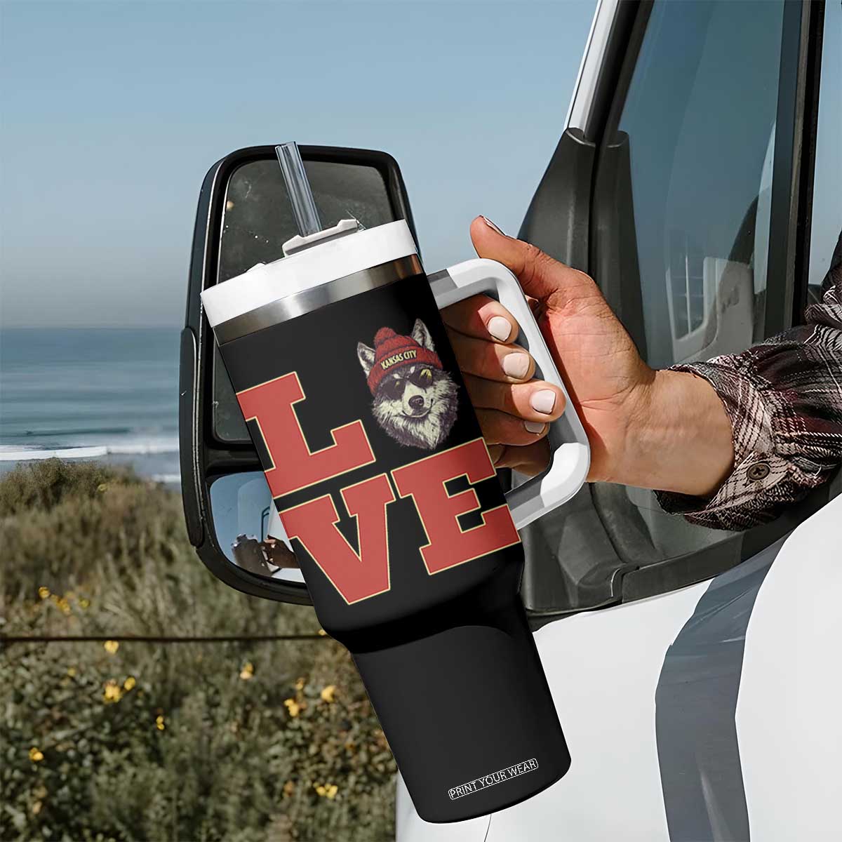 Midwest Wolf Football Pride Tumbler With Handle Game Day Gift TS12 Print Your Wear