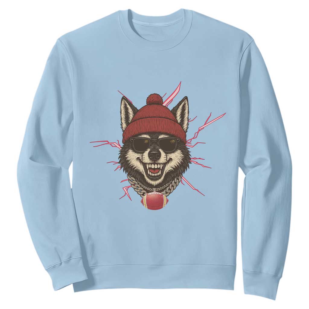 Howling Wolf Spirit For The Midwest Football Fan Sweatshirt TS12 Light Blue Print Your Wear