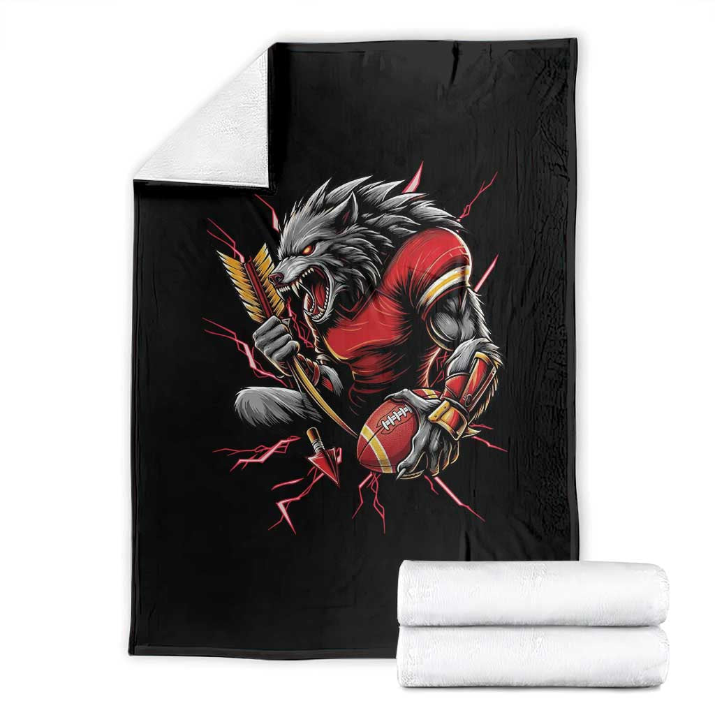 Midwest Wolf Spirit Throw Blanket American Football Fan Lifestyle TS12 Black Print Your Wear