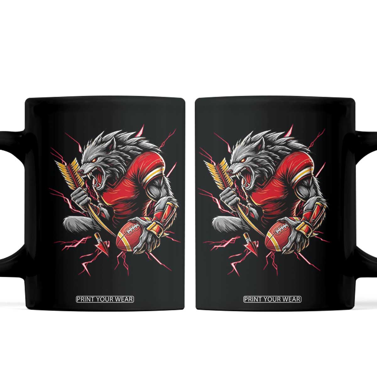 Midwest Wolf Spirit Coffee Mug American Football Fan Lifestyle TS12 Black Print Your Wear