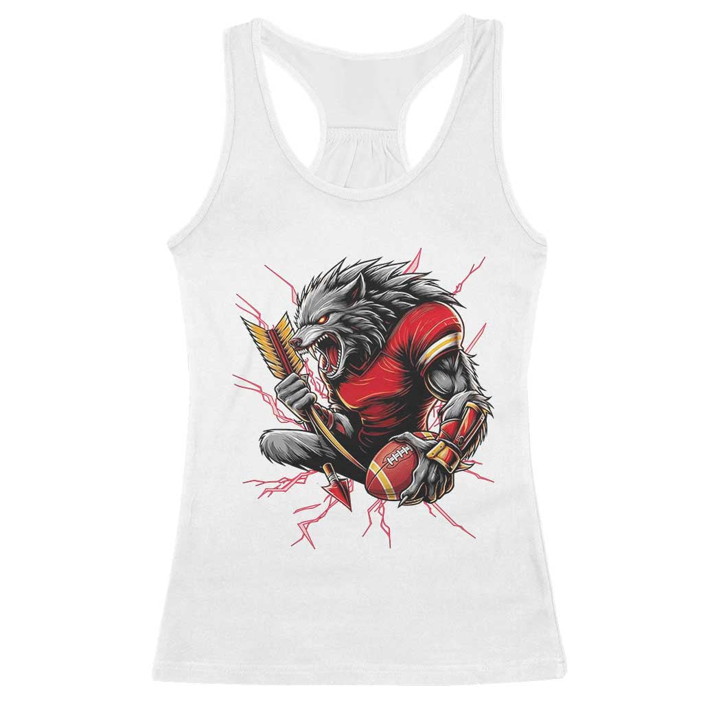 Midwest Wolf Spirit Racerback Tank Top American Football Fan Lifestyle TS12 White Print Your Wear