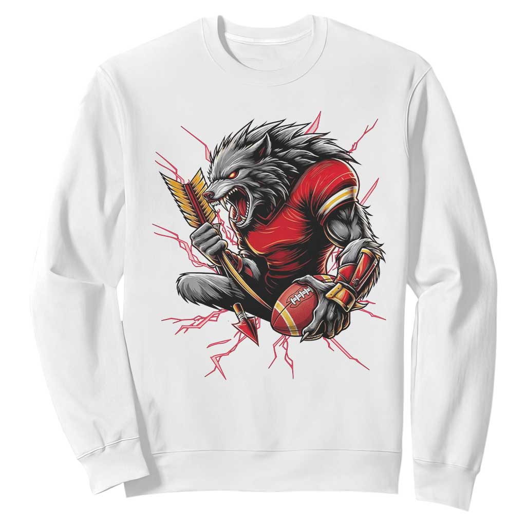 Midwest Wolf Spirit Sweatshirt American Football Fan Lifestyle TS12 White Print Your Wear