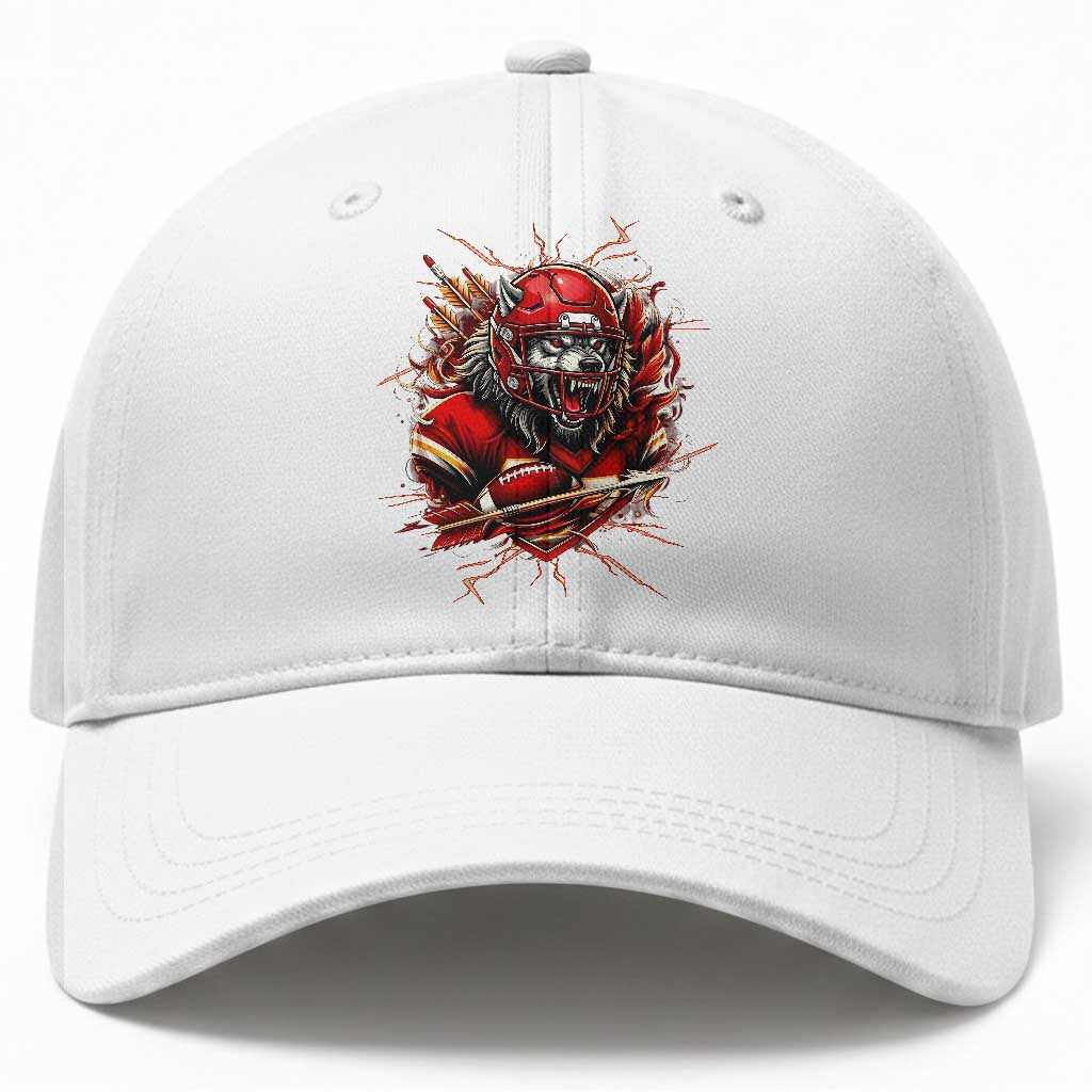 American Football Fan Wolf Spirit Baseball Cap Game Day Lifestyle TS12 Print Your Wear