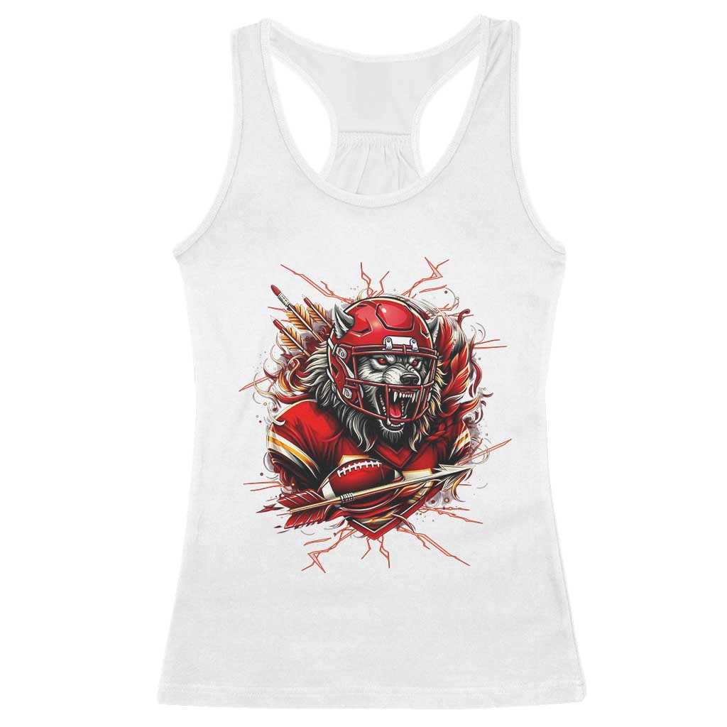 American Football Fan Wolf Spirit Racerback Tank Top Game Day Lifestyle TS12 White Print Your Wear