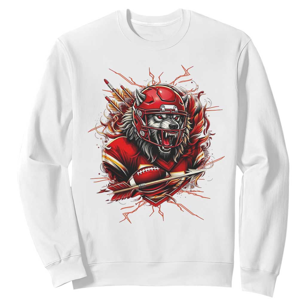 American Football Fan Wolf Spirit Sweatshirt Game Day Lifestyle TS12 White Print Your Wear