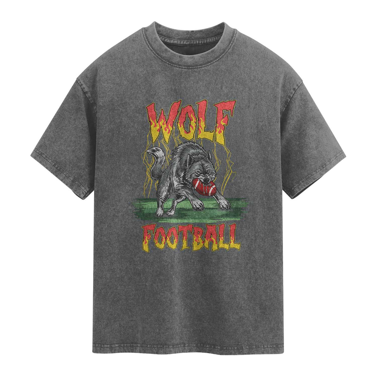 Lightning Wolf Lover Washed Cotton T-Shirt Sport Lover Gift
