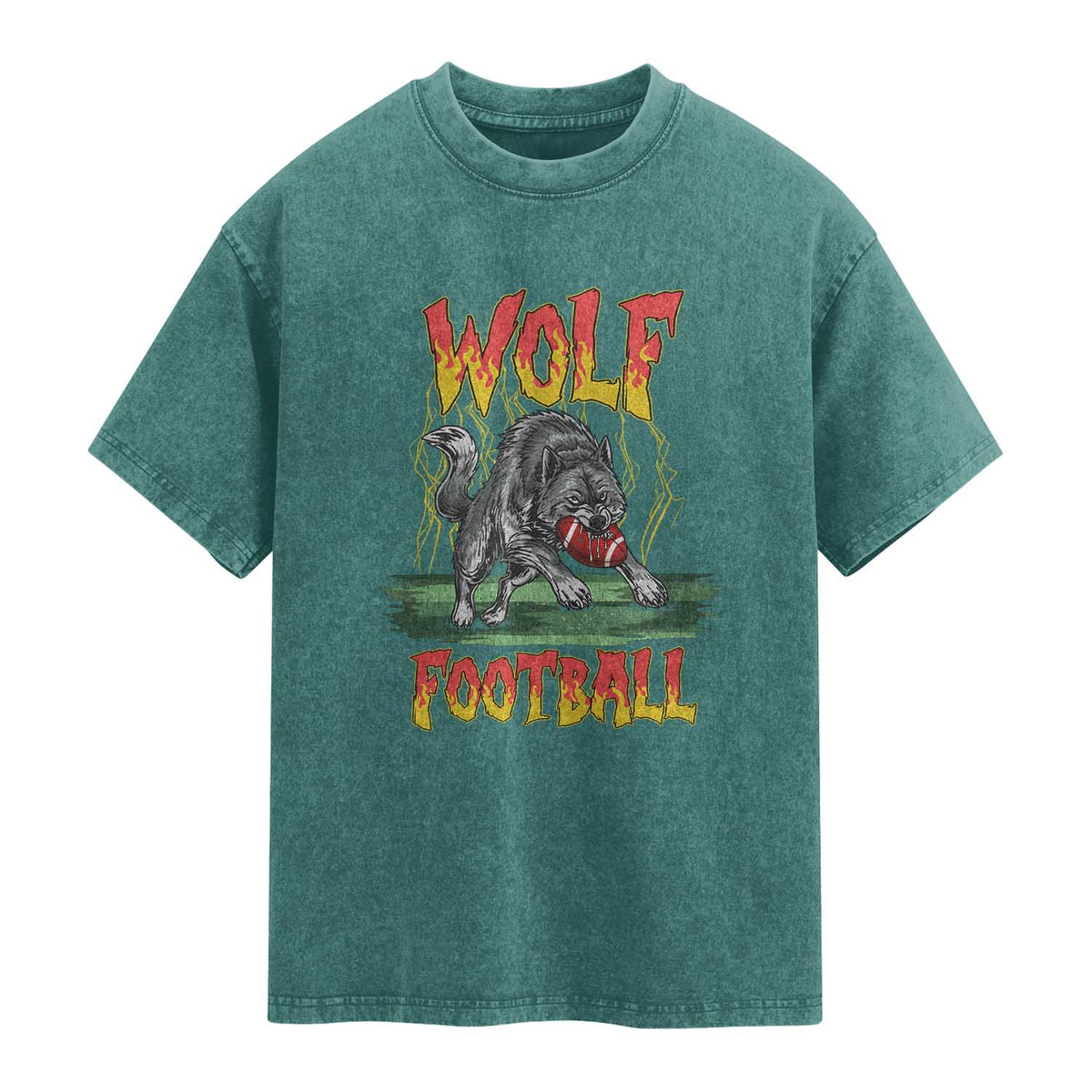 Lightning Wolf Lover Washed Cotton T-Shirt Sport Lover Gift