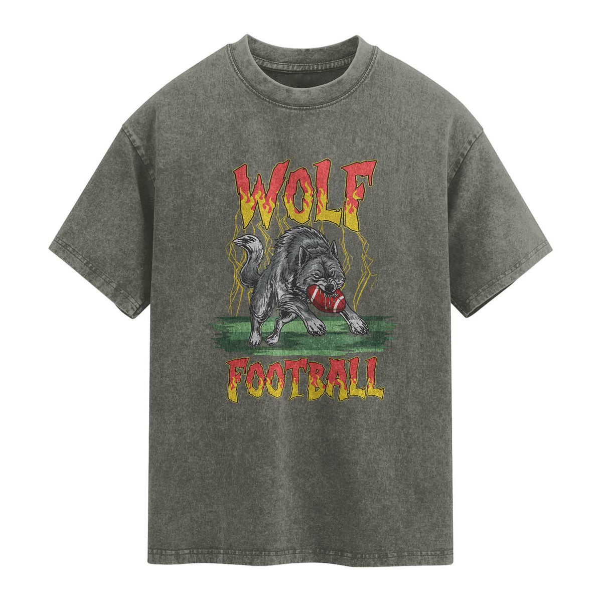 Lightning Wolf Lover Washed Cotton T-Shirt Sport Lover Gift