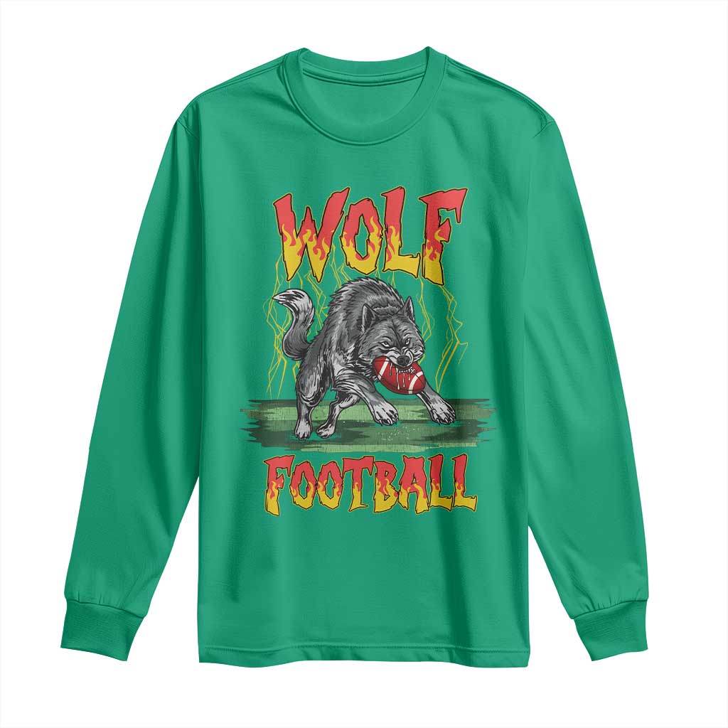Lightning Wolf Lover Long Sleeve Shirt Sport Lover Gift TS12 Irish Green Print Your Wear