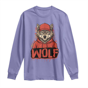 Wolf Football Lover Long Sleeve Shirt Game Day Tailgate Lifestyle TS12 Violet Print Your Wear