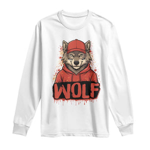 Wolf Football Lover Long Sleeve Shirt Game Day Tailgate Lifestyle TS12 White Print Your Wear
