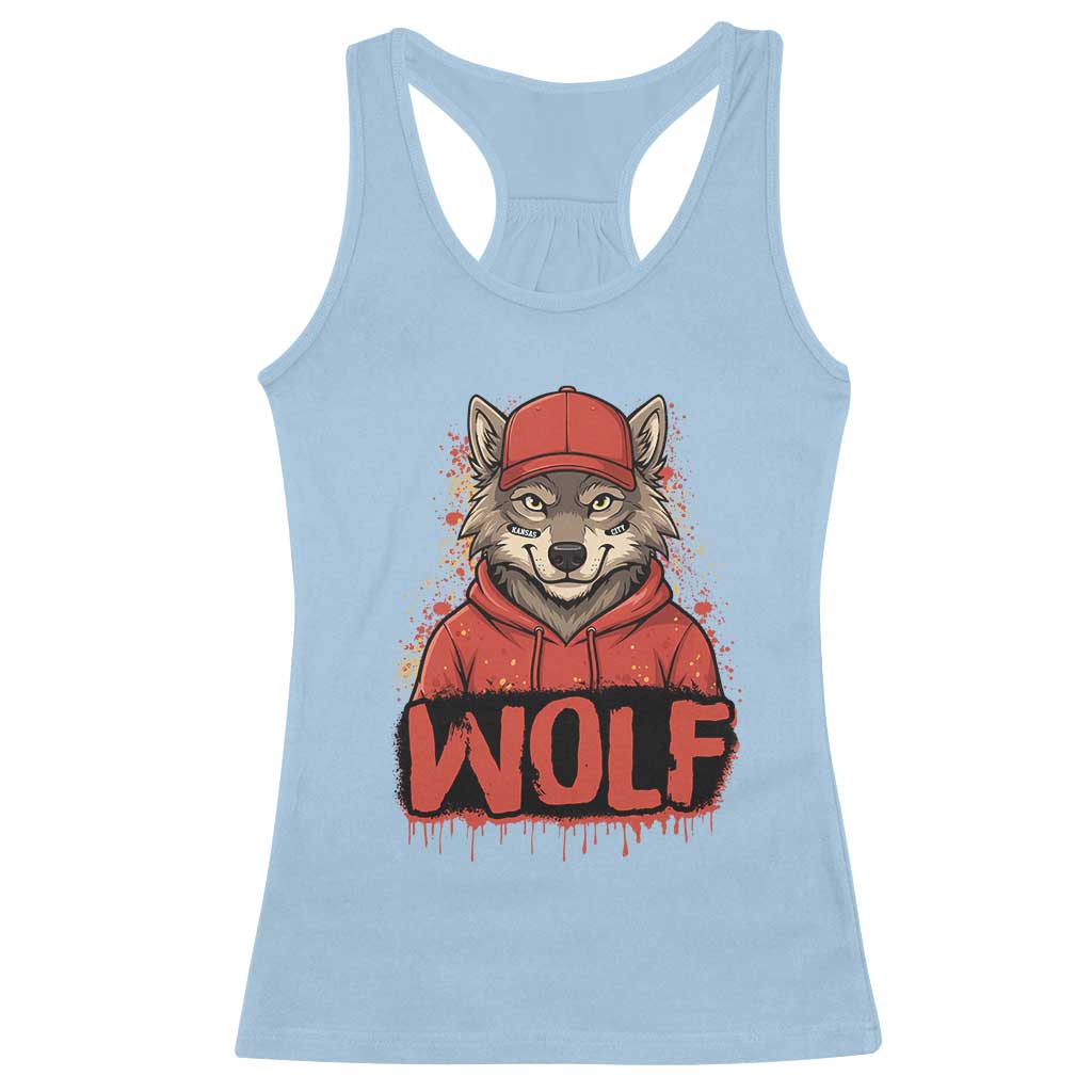 Wolf Football Lover Racerback Tank Top Game Day Tailgate Lifestyle TS12 Light Blue Print Your Wear