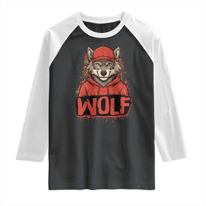 Wolf Football Lover Raglan Shirt Game Day Tailgate Lifestyle TS12 Black White Print Your Wear