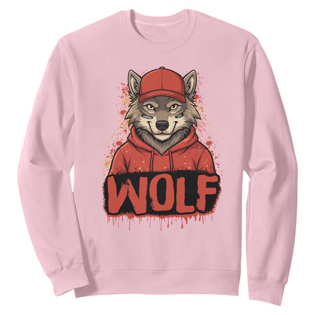 Wolf Football Lover Sweatshirt Game Day Tailgate Lifestyle TS12 Light Pink Print Your Wear