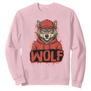 Wolf Football Lover Sweatshirt Game Day Tailgate Lifestyle TS12 Light Pink Print Your Wear
