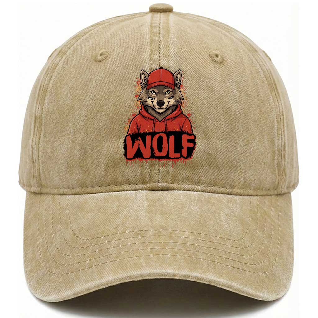 Wolf Football Lover Washed Cotton Baseball Cap Game Day Tailgate Lifestyle TS12 Print Your Wear