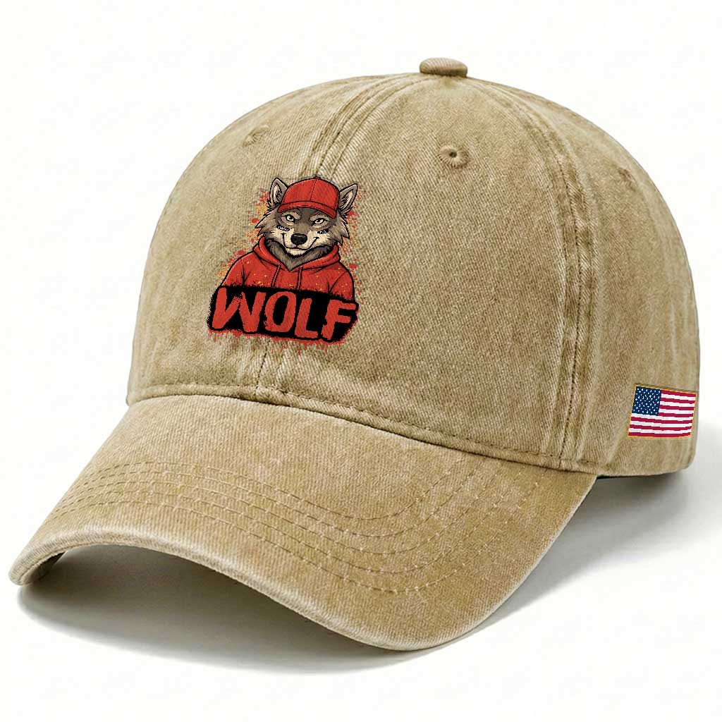 Wolf Football Lover Washed Cotton Baseball Cap Game Day Tailgate Lifestyle TS12 Print Your Wear