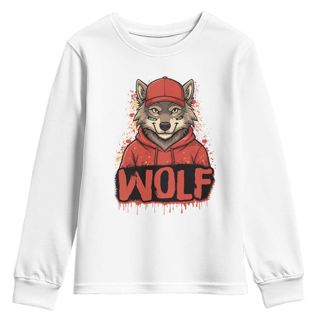 Wolf Football Lover Youth Sweatshirt Game Day Tailgate Lifestyle TS12 White Print Your Wear