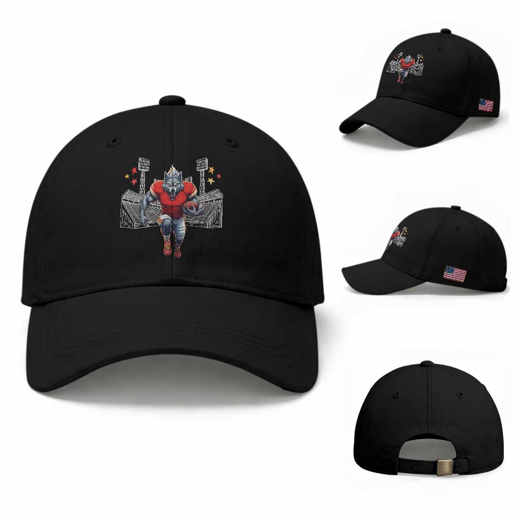 Wolf Football Lover Baseball Cap Midwest Game Day Lifestyle TS12 Baseball Cap Universal Fit Black Print Your Wear