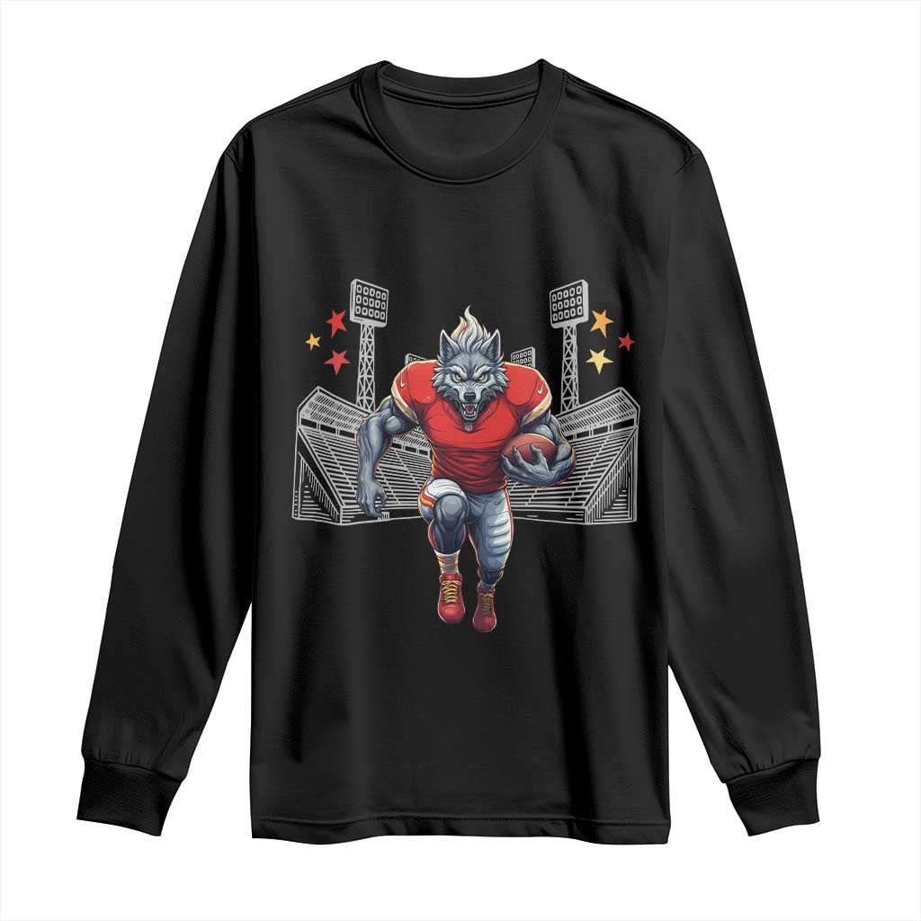 Wolf Football Lover Long Sleeve Shirt Midwest Game Day Lifestyle TS12 Black Print Your Wear