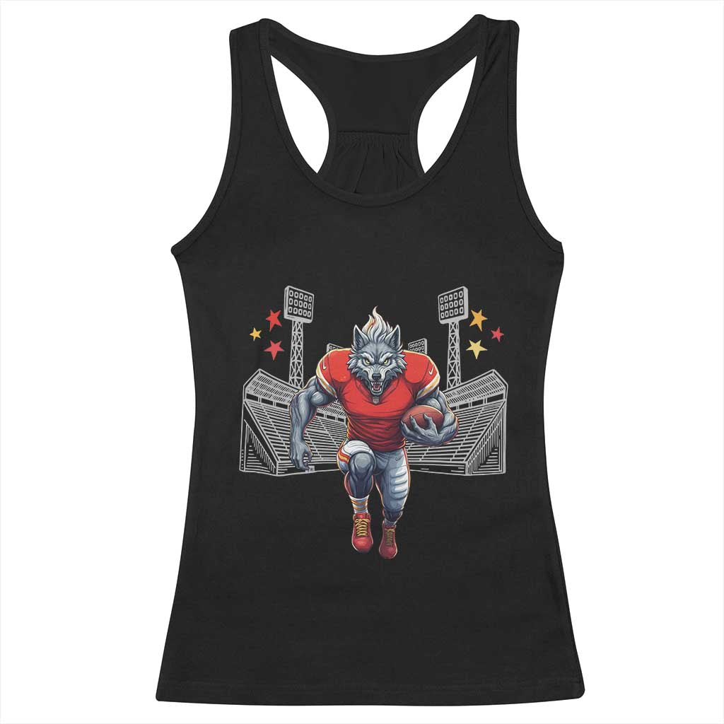 Wolf Football Lover Racerback Tank Top Midwest Game Day Lifestyle TS12 Black Print Your Wear