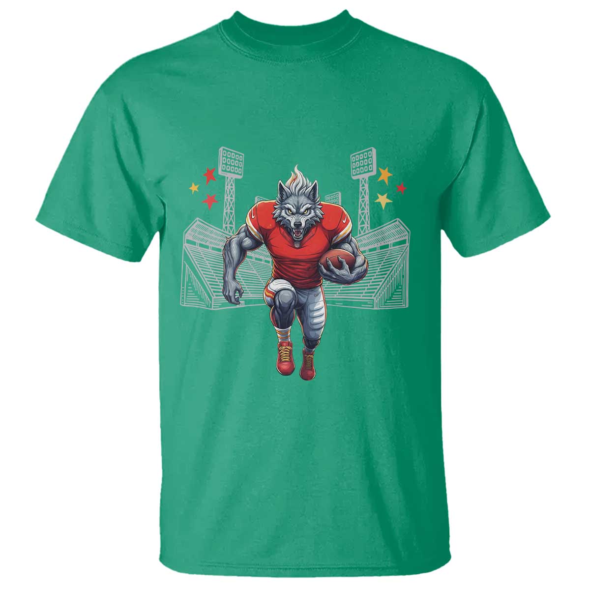 Wolf Football Lover T Shirt Midwest Game Day Lifestyle TS12 Irish Green Print Your Wear