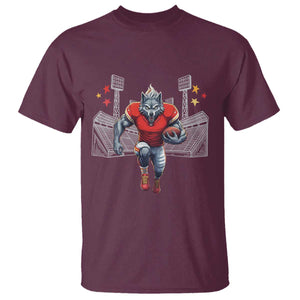 Wolf Football Lover T Shirt Midwest Game Day Lifestyle TS12 Maroon Print Your Wear