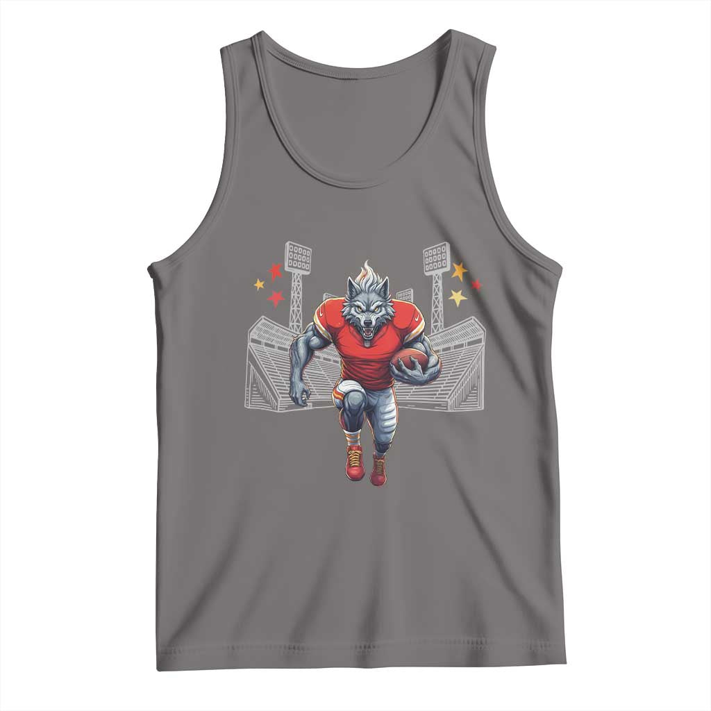 Wolf Football Lover Tank Top Midwest Game Day Lifestyle TS12 Deep Heather Print Your Wear