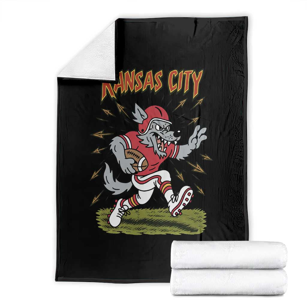 Funny Wolf Football Lover Throw Blanket Sport Humor Gift TS12 Black Print Your Wear